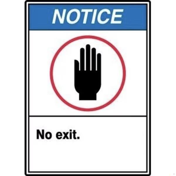 Accuform No Exit, Adhesive Dura-Poly, 14 in x 10 in, Adhesive MRDM825XV - main